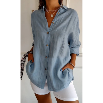 Joy - Casual Button-Down Beach Shirt for Women | Long Sleeves