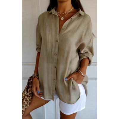 Joy - Casual Button-Down Beach Shirt for Women | Long Sleeves