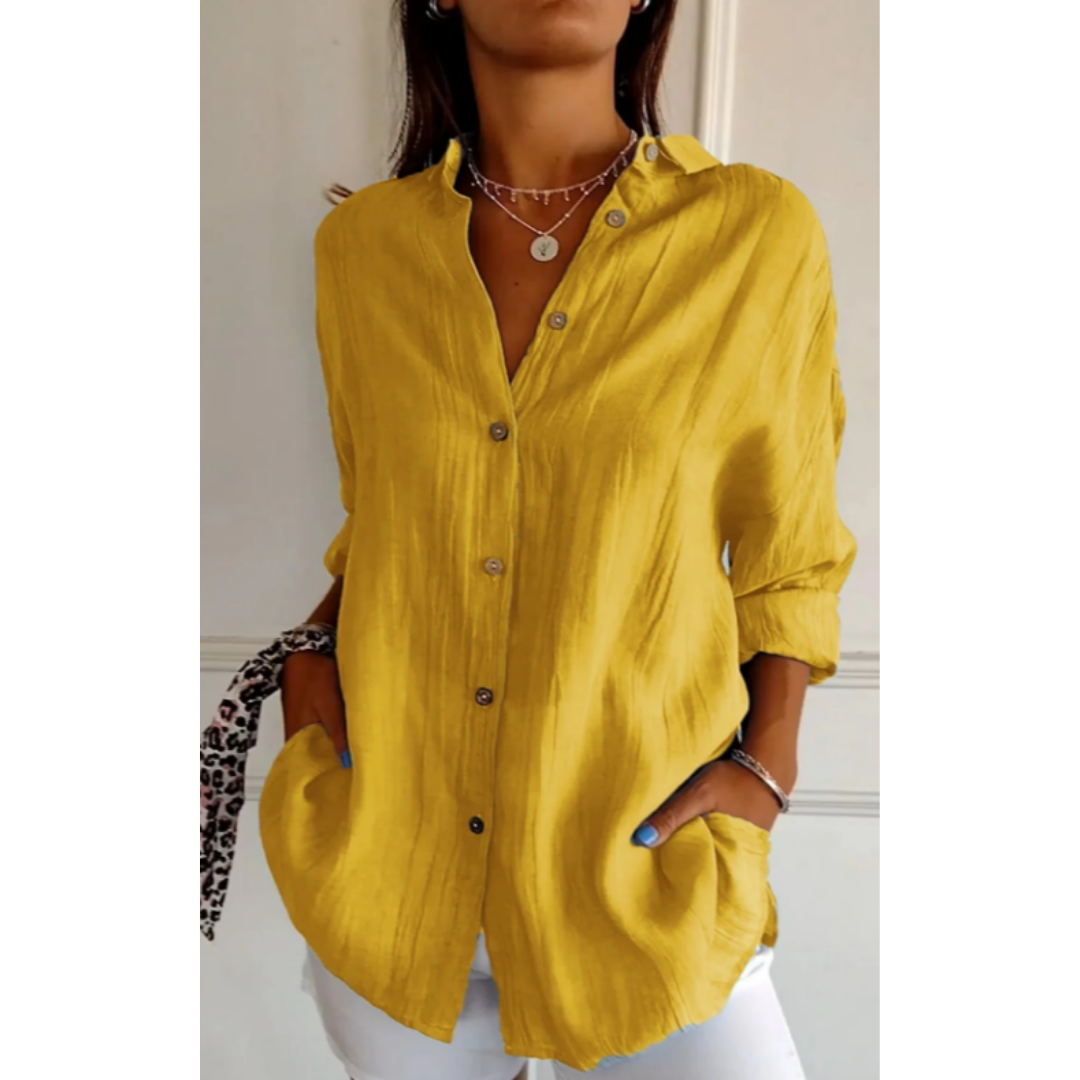 Joy - Casual Button-Down Beach Shirt for Women | Long Sleeves