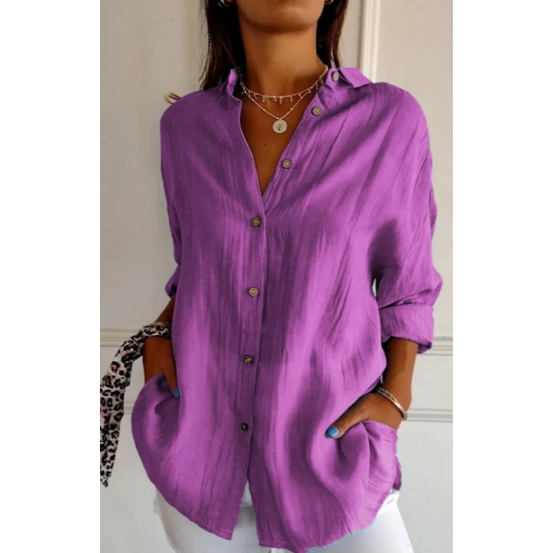 Joy - Casual Button-Down Beach Shirt for Women | Long Sleeves
