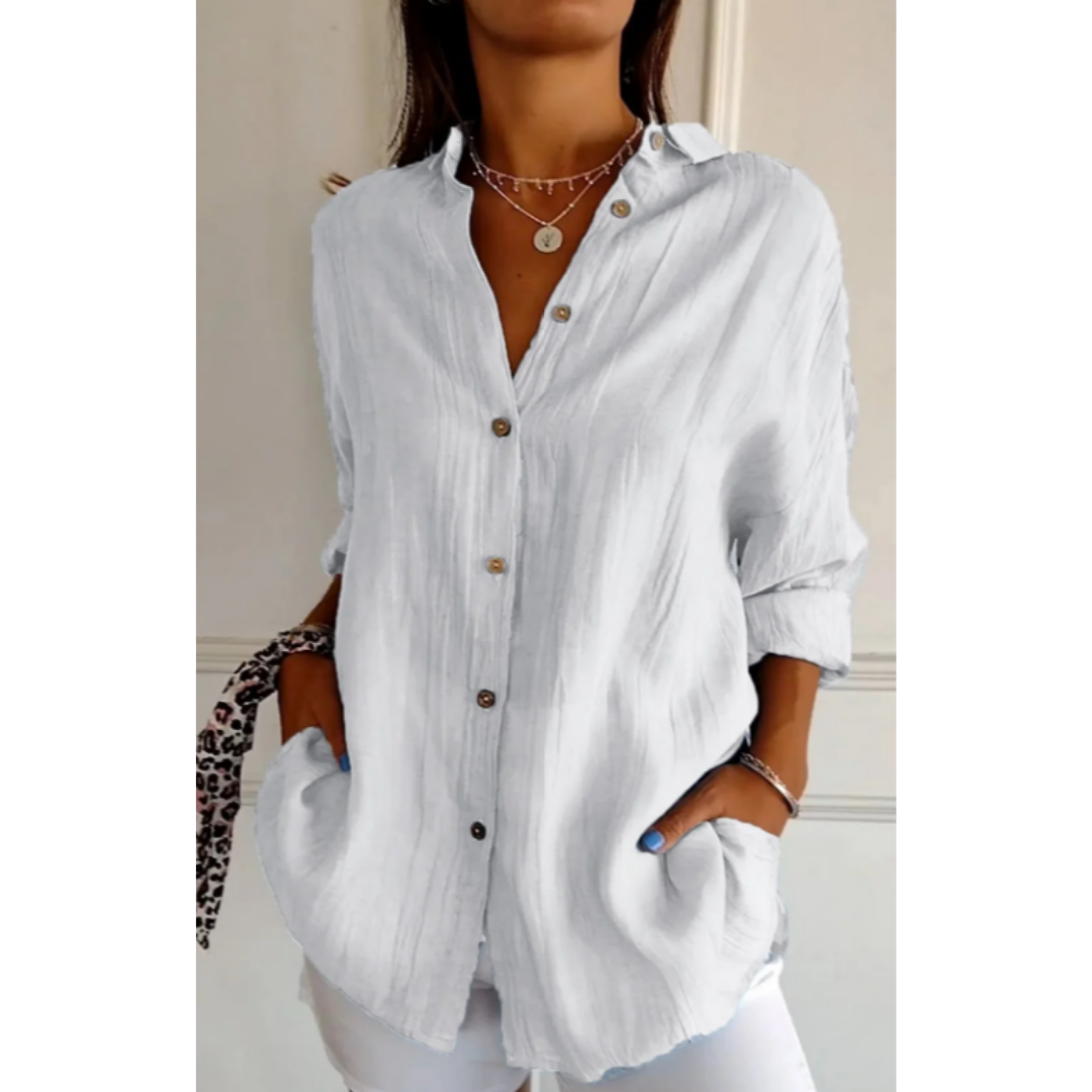 Joy - Casual Button-Down Beach Shirt for Women | Long Sleeves