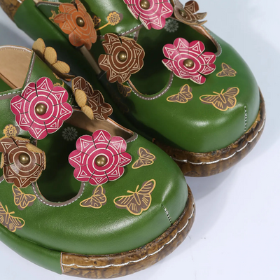 Ninette™ – Elegant Retro Sandals with Floral Detail