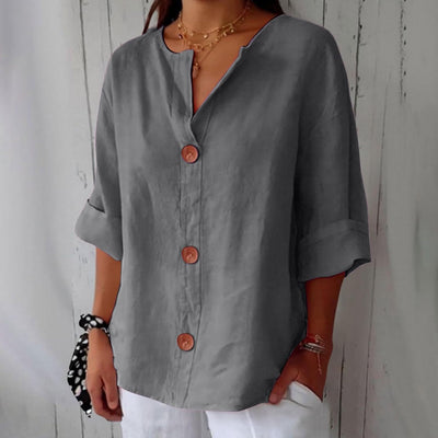 Noora™ | Chic Linen Blouse for a Touch of Timeless Elegance