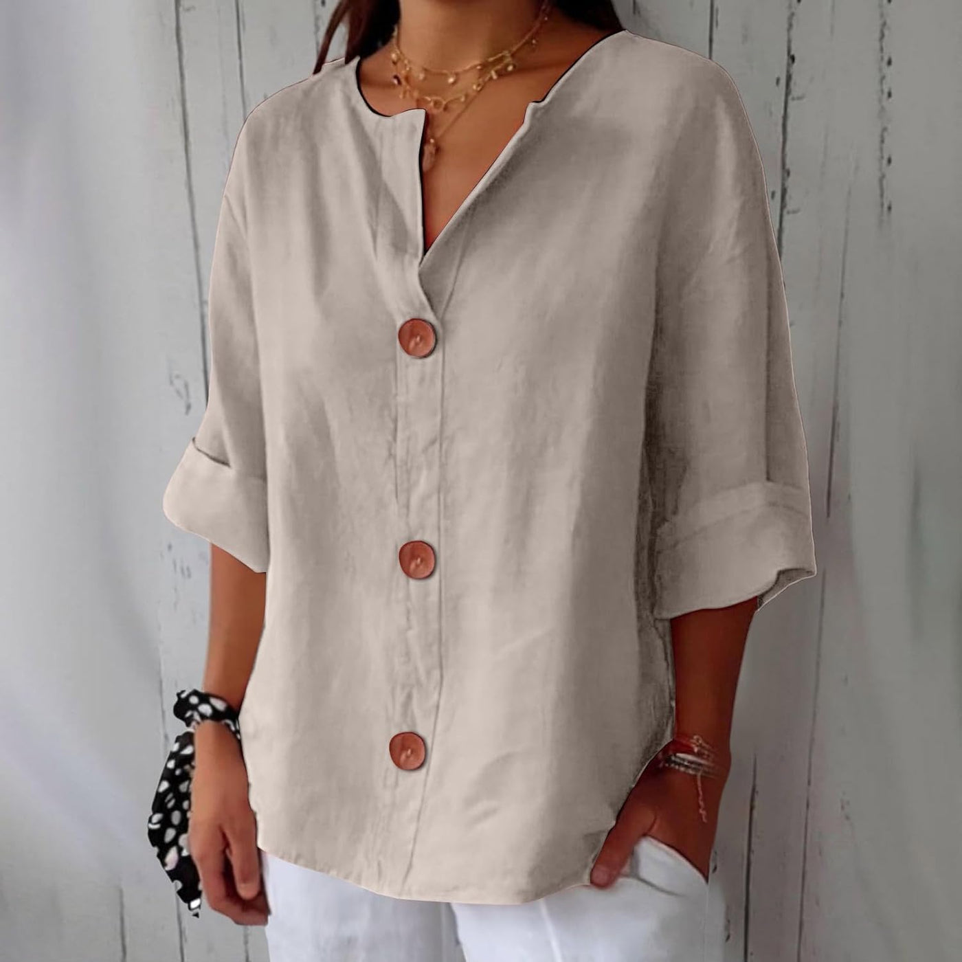 Noora™ | Chic Linen Blouse for a Touch of Timeless Elegance