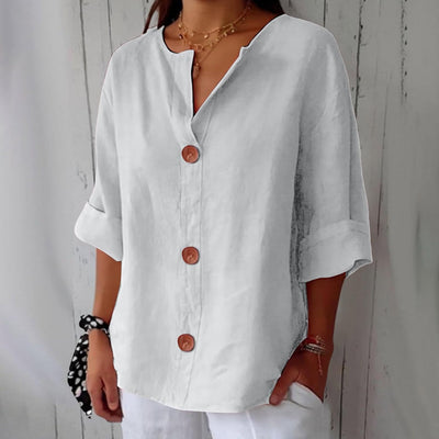 Noora™ | Chic Linen Blouse for a Touch of Timeless Elegance