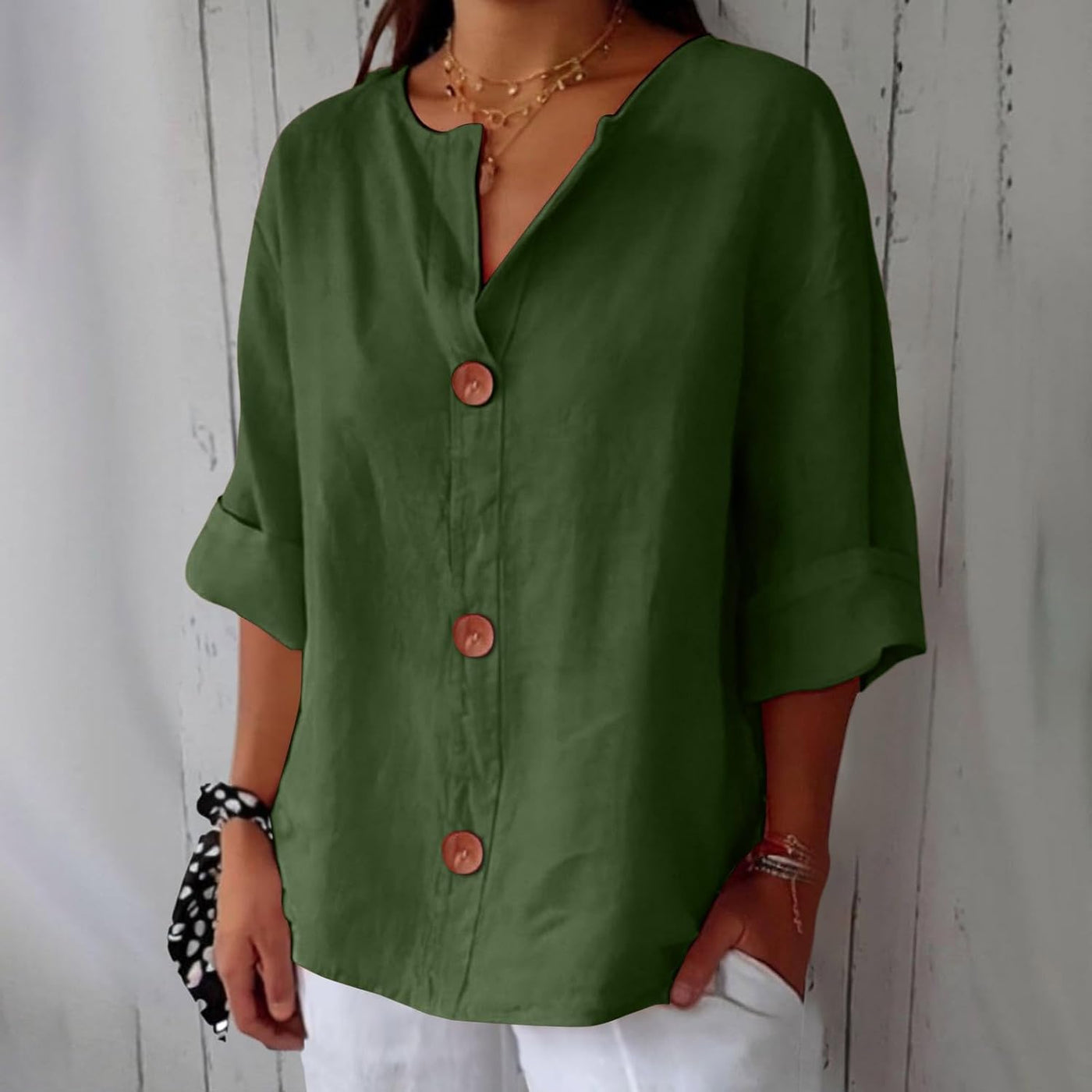 Noora™ | Chic Linen Blouse for a Touch of Timeless Elegance