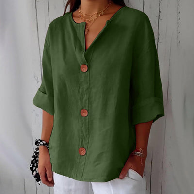 Noora™ | Chic Linen Blouse for a Touch of Timeless Elegance