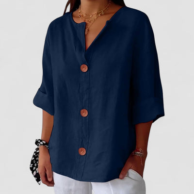 Noora™ | Chic Linen Blouse for a Touch of Timeless Elegance