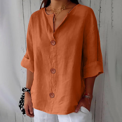 Noora™ | Chic Linen Blouse for a Touch of Timeless Elegance