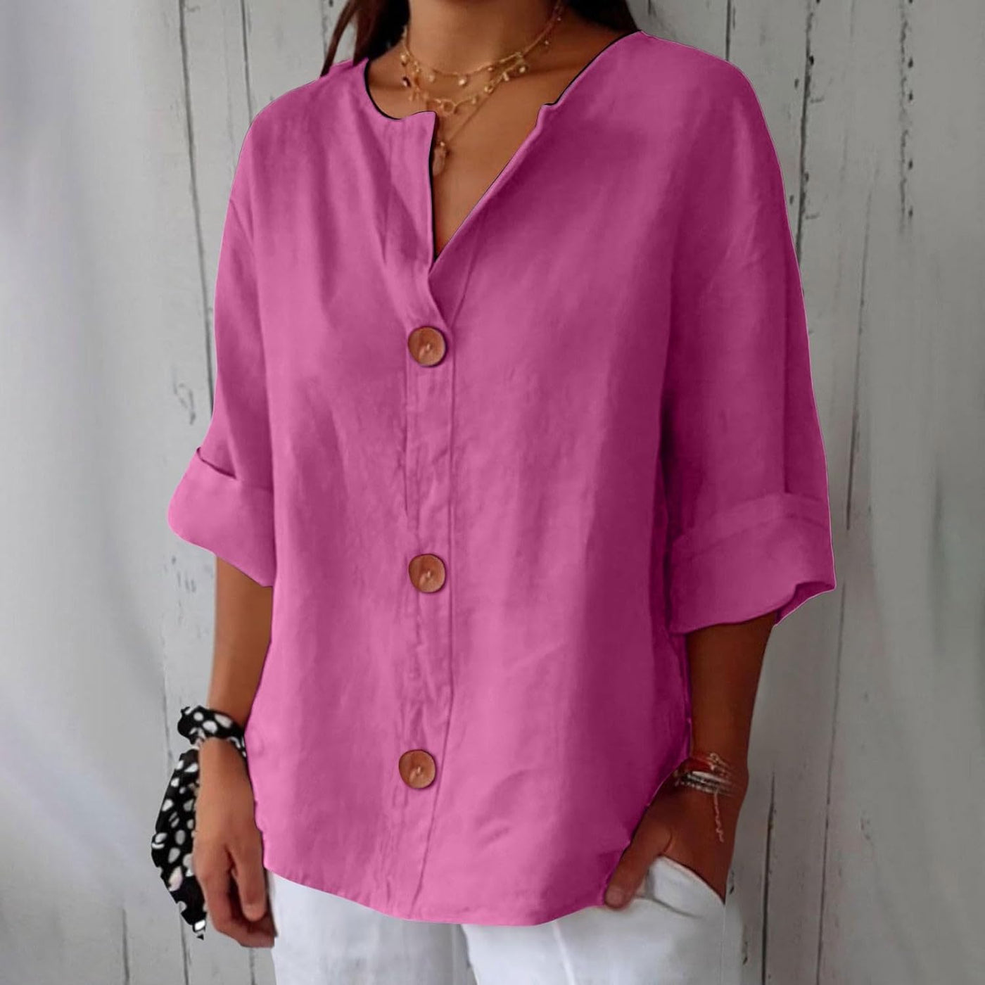 Noora™ | Chic Linen Blouse for a Touch of Timeless Elegance