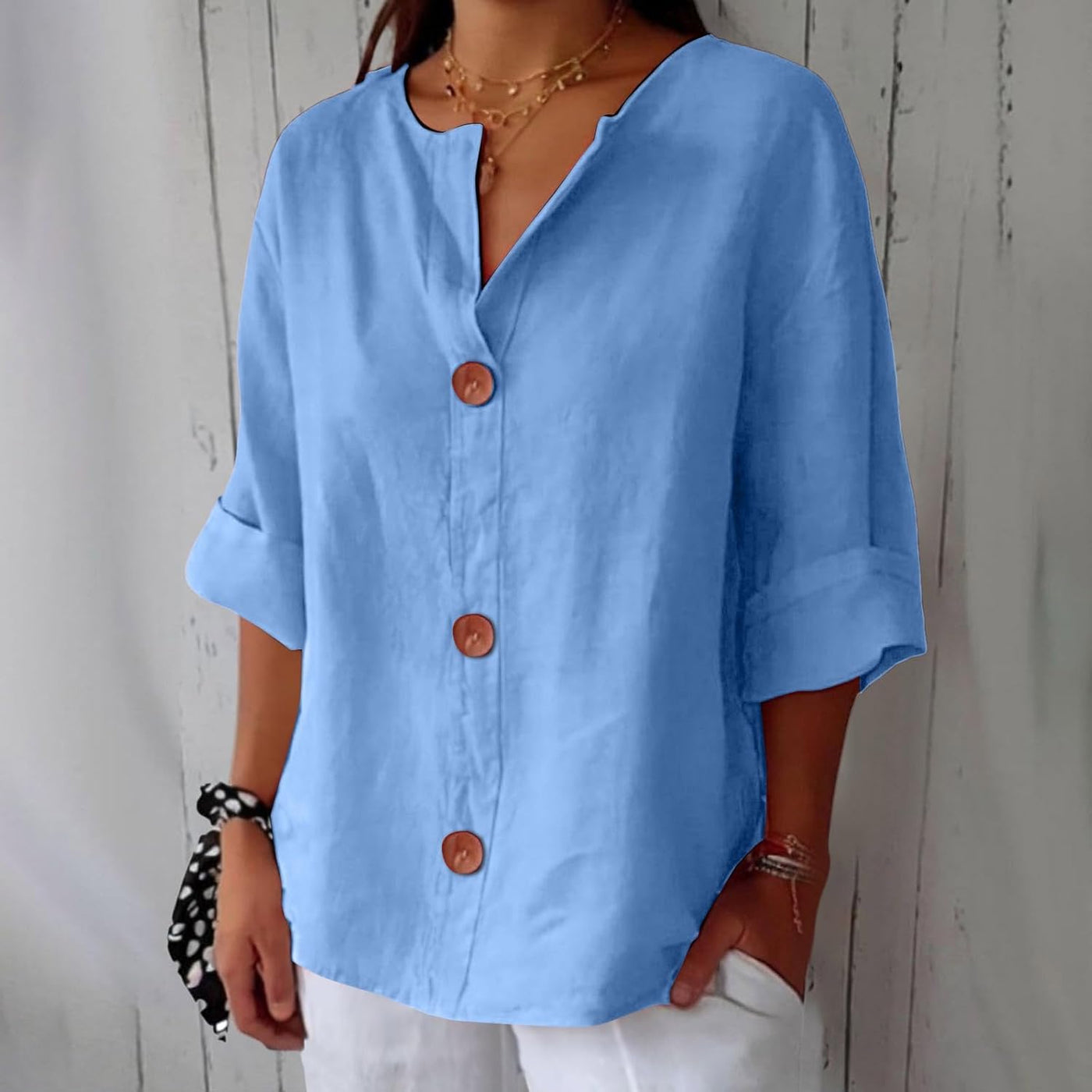 Noora™ | Chic Linen Blouse for a Touch of Timeless Elegance