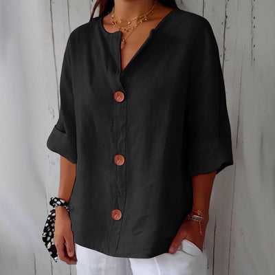 Noora™ | Chic Linen Blouse for a Touch of Timeless Elegance