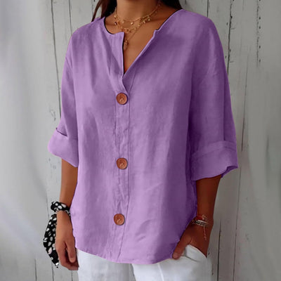 Noora™ | Chic Linen Blouse for a Touch of Timeless Elegance