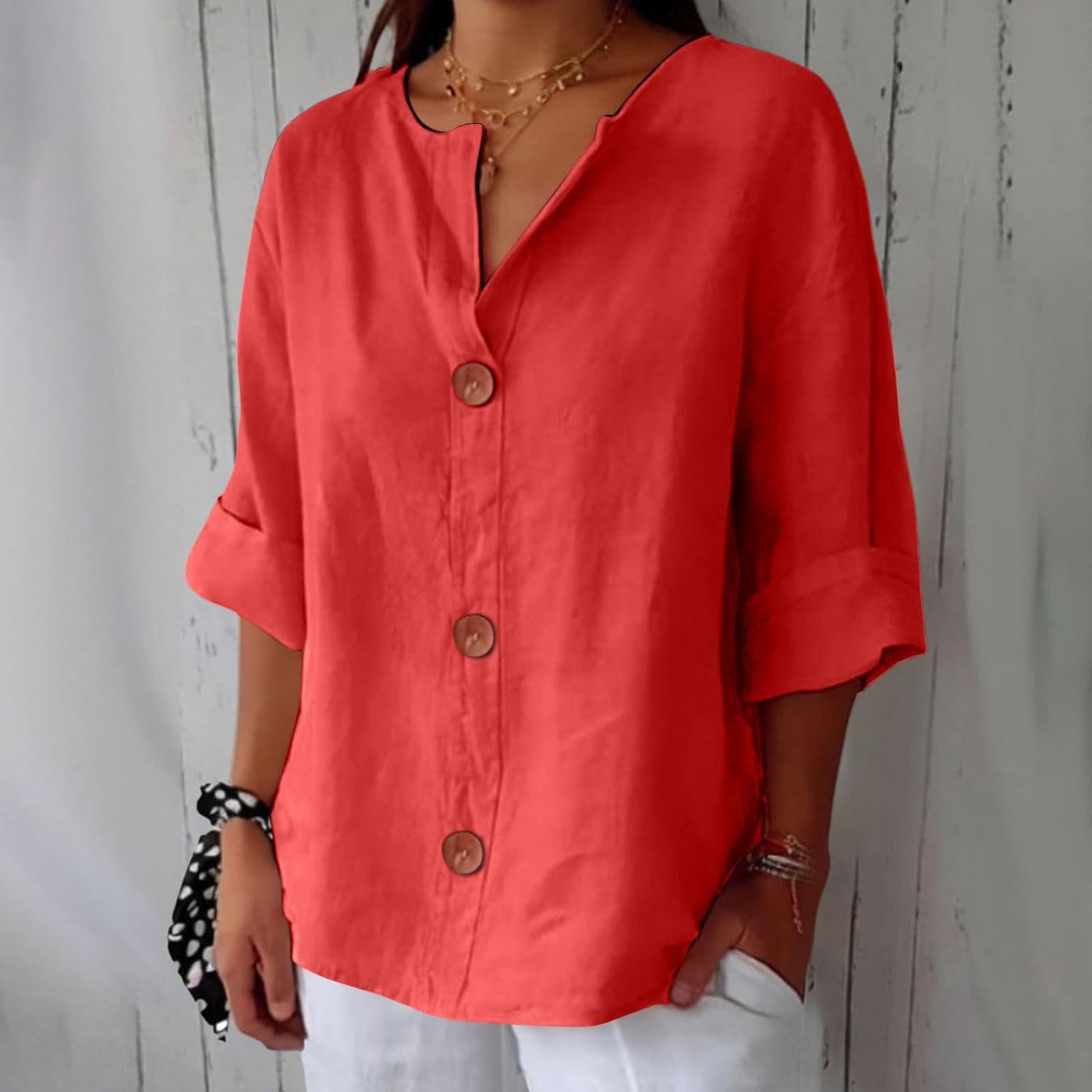 Noora™ | Chic Linen Blouse for a Touch of Timeless Elegance