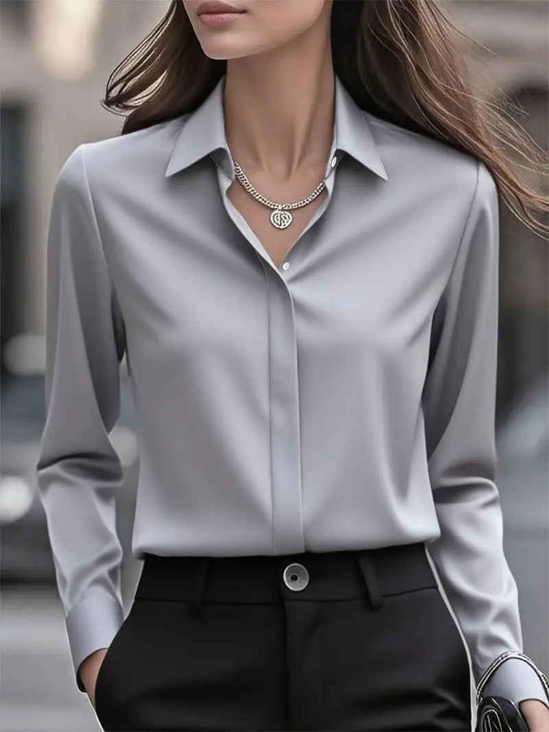 Jenna |  Elegant Long Sleeve Button Down Shirt