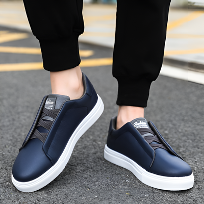 JAY| Navy Leather Sneakers