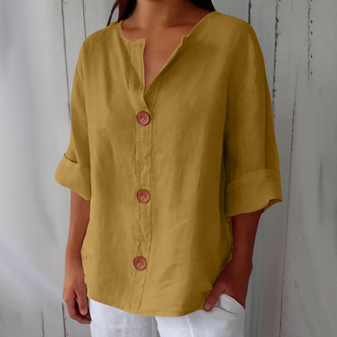 Noora™ | Chic Linen Blouse for a Touch of Timeless Elegance