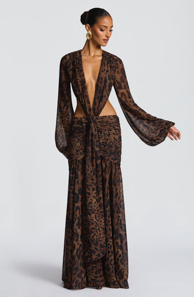 HUDA Maxi Dress - Leopard Print