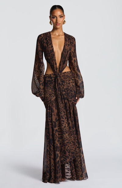 HUDA Maxi Dress - Leopard Print