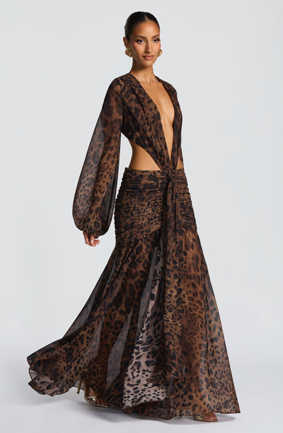 HUDA Maxi Dress - Leopard Print
