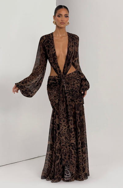 HUDA Maxi Dress - Leopard Print
