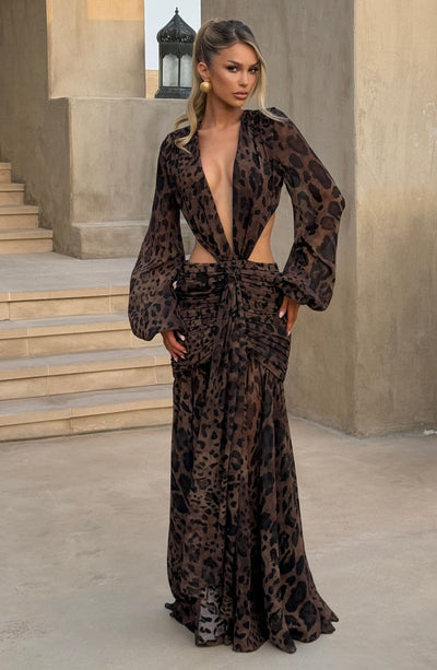 HUDA Maxi Dress - Leopard Print