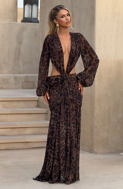 HUDA Maxi Dress - Leopard Print