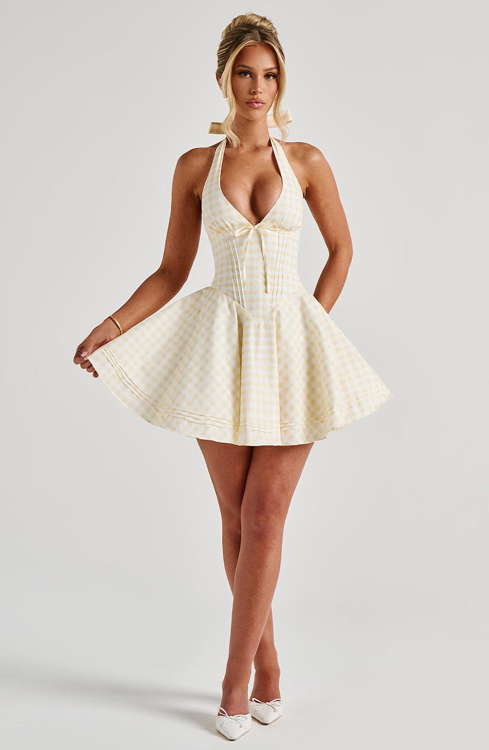 CHELLY Mini Dress - Lemon Gingham