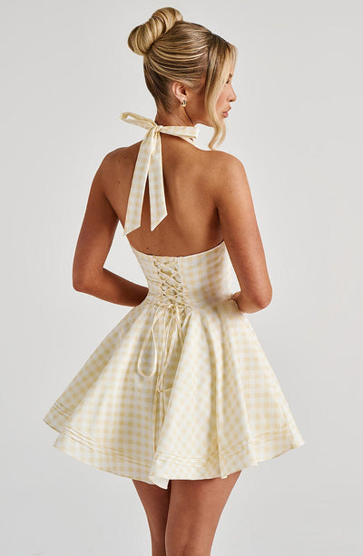 CHELLY Mini Dress - Lemon Gingham