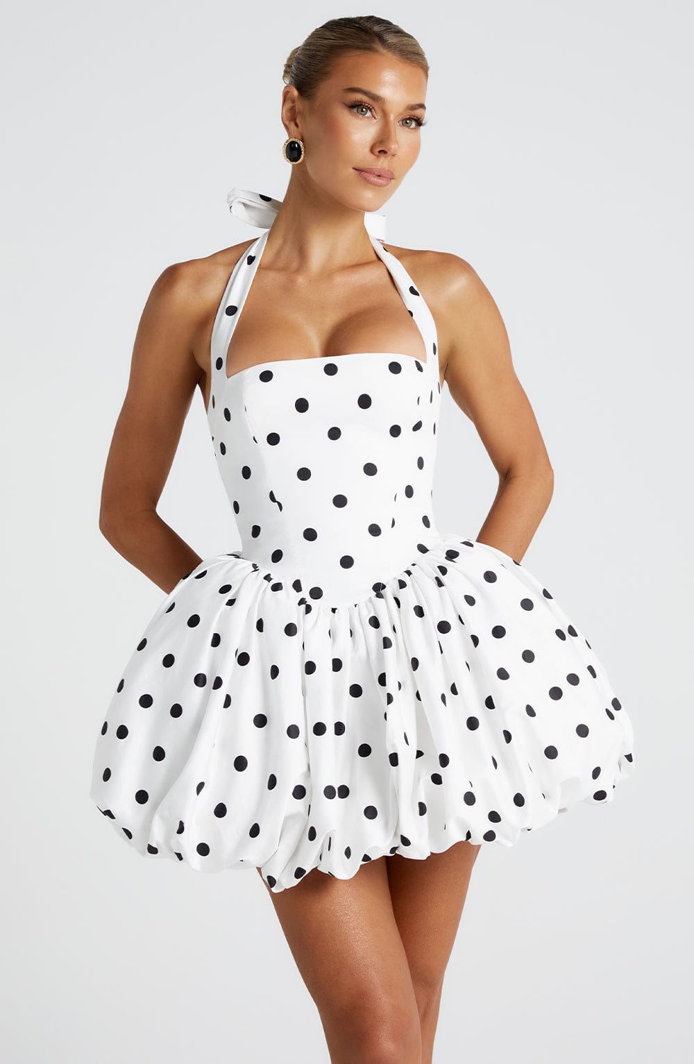 MARY JANE Mini Dress - Black Polka Dot Print