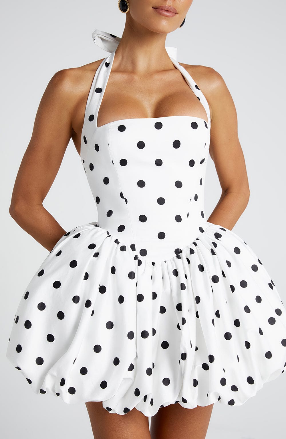 MARY JANE Mini Dress - Black Polka Dot Print