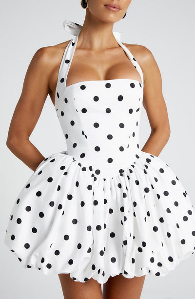 MARY JANE Mini Dress - Black Polka Dot Print