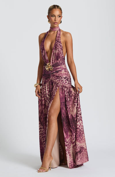 ANDREIA Maxi Dress - Magenta Orchid Print