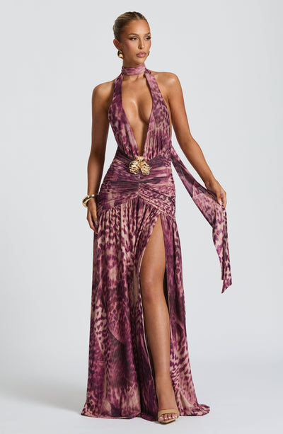 ANDREIA Maxi Dress - Magenta Orchid Print