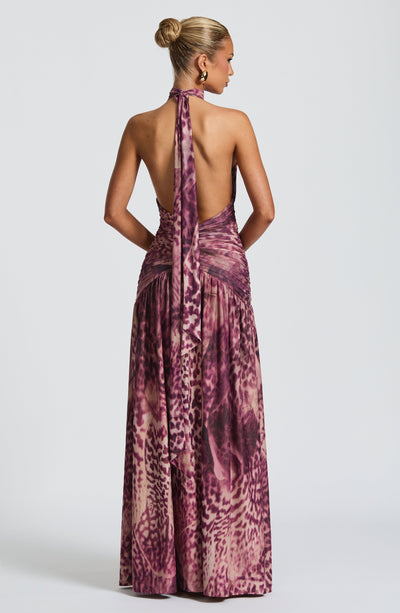 ANDREIA Maxi Dress - Magenta Orchid Print