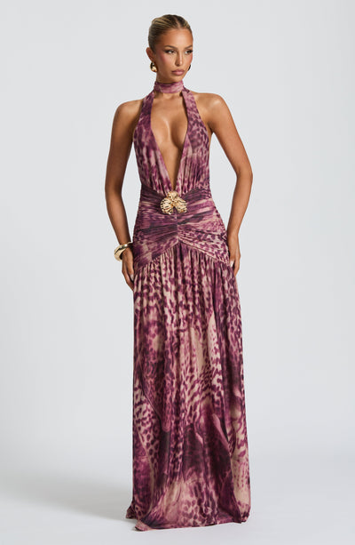 ANDREIA Maxi Dress - Magenta Orchid Print