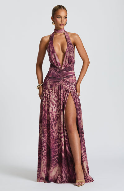 ANDREIA Maxi Dress - Magenta Orchid Print