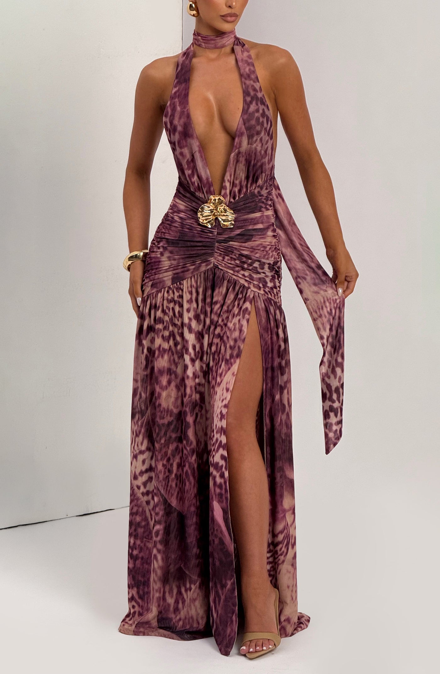 ANDREIA Maxi Dress - Magenta Orchid Print