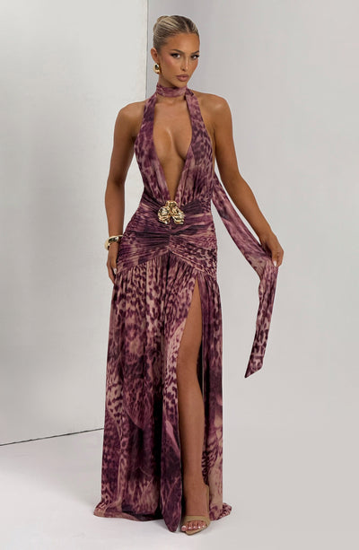 ANDREIA Maxi Dress - Magenta Orchid Print