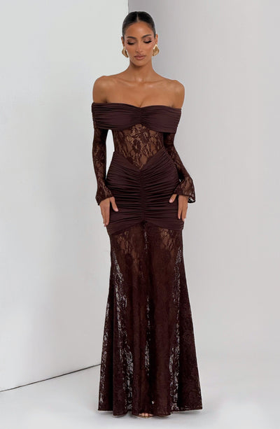 PAULINA Maxi Dress - Plum Brown