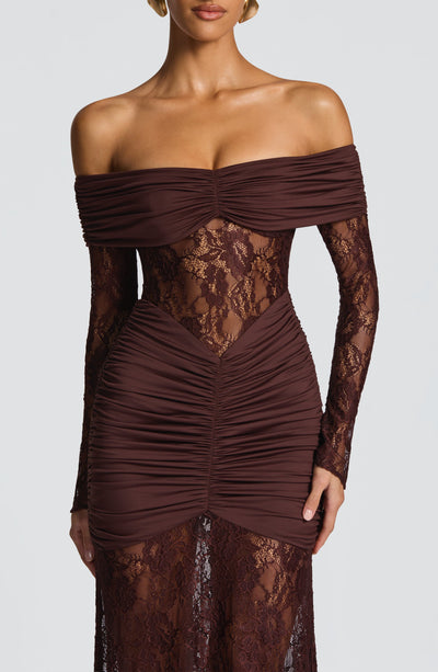 PAULINA Maxi Dress - Plum Brown