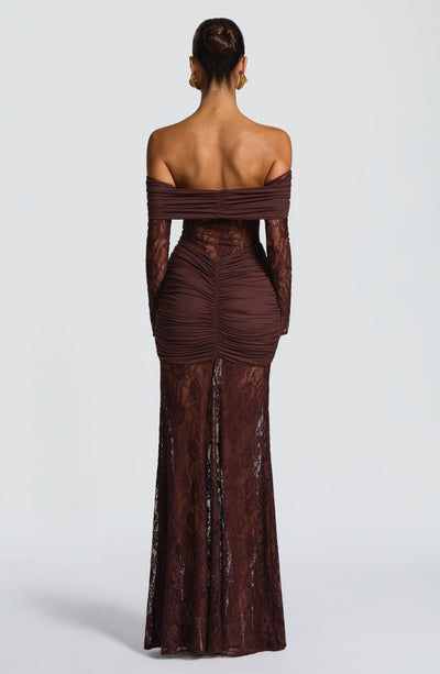 PAULINA Maxi Dress - Plum Brown