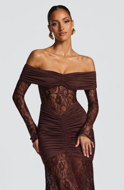 PAULINA Maxi Dress - Plum Brown