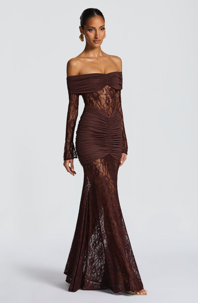 PAULINA Maxi Dress - Plum Brown