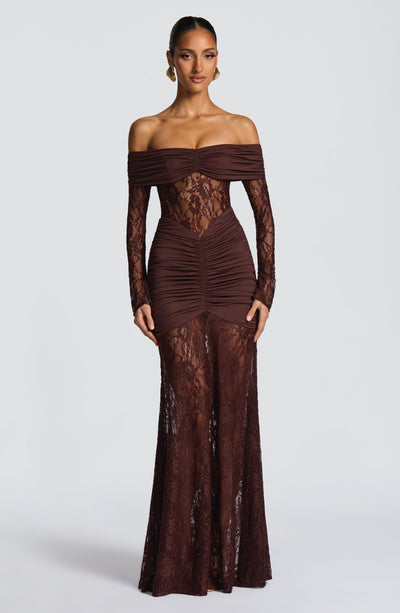 PAULINA Maxi Dress - Plum Brown