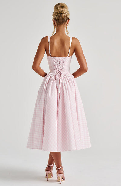 CHELLY Midi Dress - Blush Gingham
