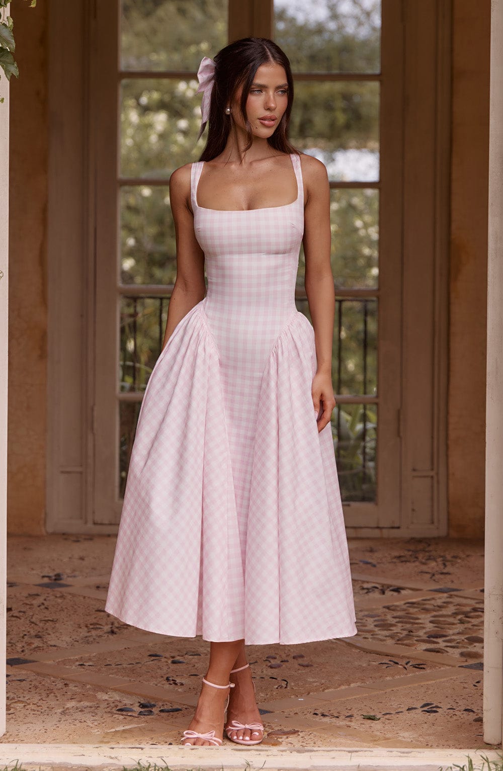 CHELLY Midi Dress - Blush Gingham