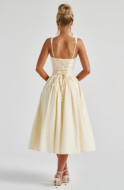 CHELLY Midi Dress - Lemon Gingham