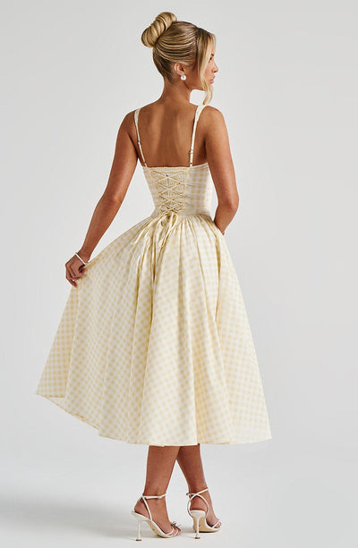 CHELLY Midi Dress - Lemon Gingham