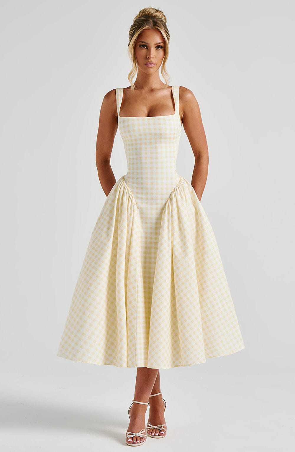 CHELLY Midi Dress - Lemon Gingham